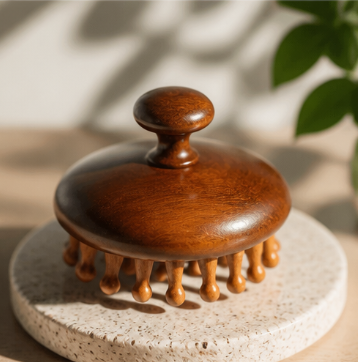 Wooden Scalp Massage Comb – Sandalwood Meridian Comb for Head Therapy, Relaxation & Full-Body Wellness