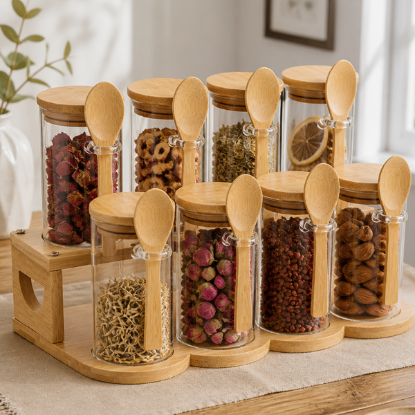 Sealed Glass Storage Jar | Airtight Moisture-Proof Food Container with Bamboo Lid