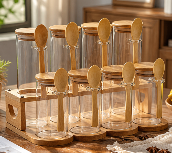 Sealed Glass Storage Jar | Airtight Moisture-Proof Food Container with Bamboo Lid