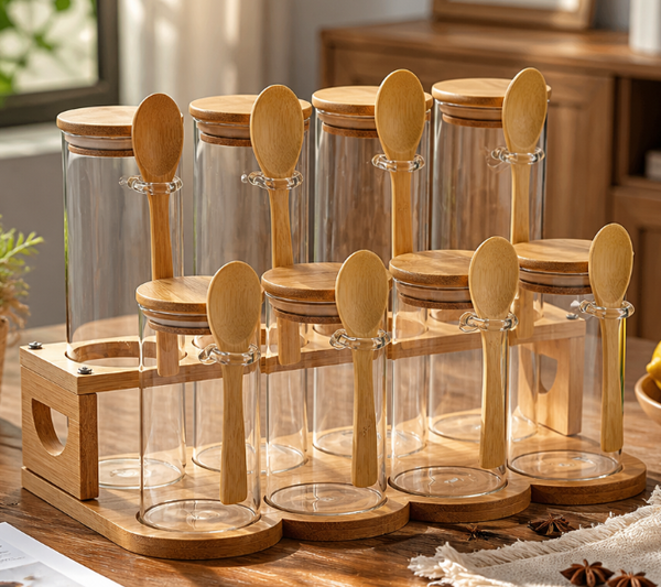 Sealed Glass Storage Jar | Airtight Moisture-Proof Food Container with Bamboo Lid