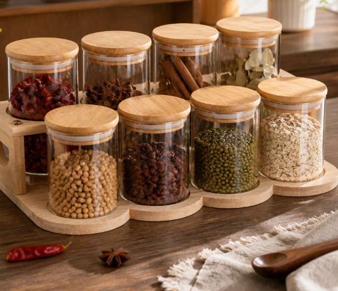 Sealed Glass Storage Jar | Airtight Moisture-Proof Food Container with Bamboo Lid